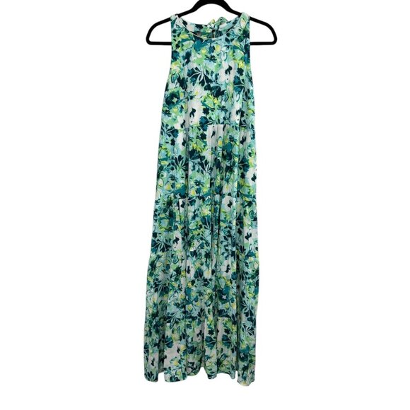 Torrid Green Floral Washable Gauze Maxi Halter Tiered Dress Women's Plus Size 0X - Picture 1 of 7